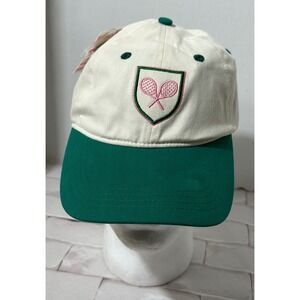 Frasier‎ Sterling Sport Tennis Crest Baseball Cap Cream Green Adjustable Strap